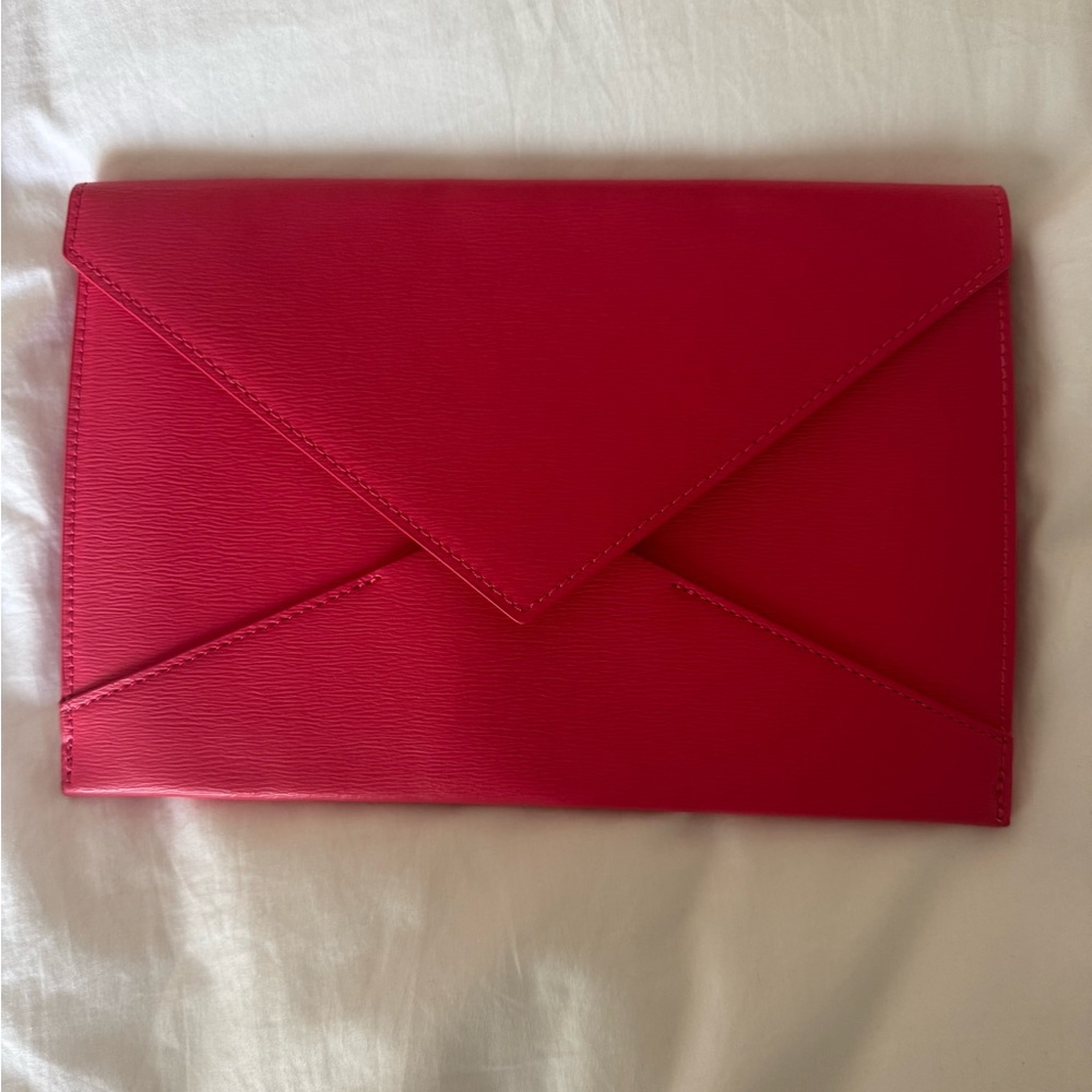 Hot Pink Leather Envelope Clutch